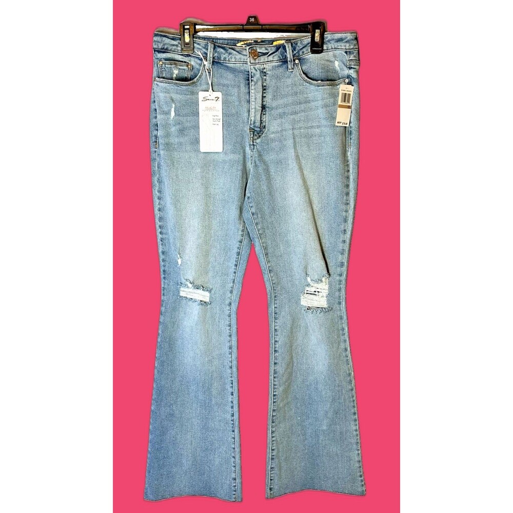 Seven7 Felicity High Rise Slim Flare Jeans Women's Size 12 Denim Enchanted NWT